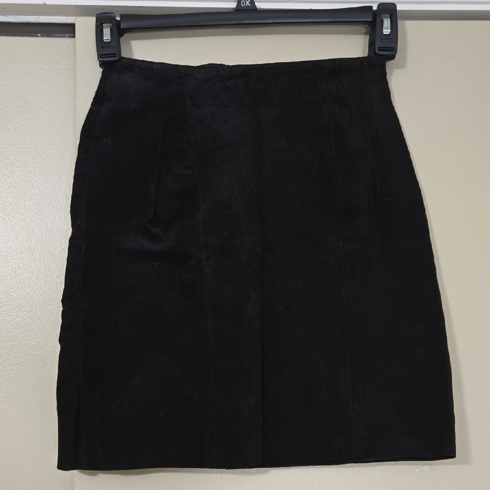 Foxrun Black Suede Leather Skirt Size 9